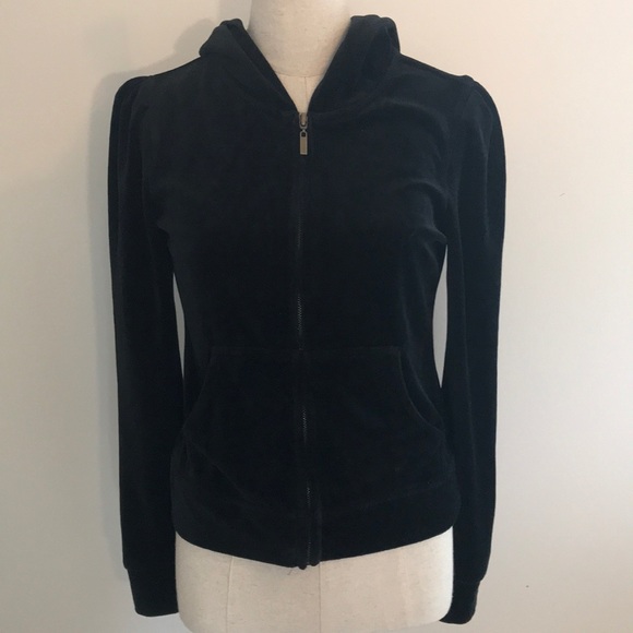 Victoria's Secret Tops - Victoria’s Secret Plush & Lush Black Velvet Hoodie